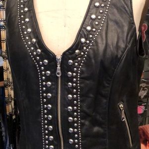 Tribe America Leather gorgeous studded handmade leather vest!  Ladies size 10.